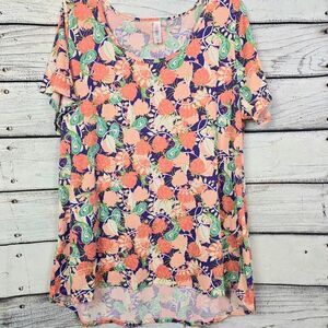 LuLaRoe 2XL Floral Paisley Peach Pink Classic Tee